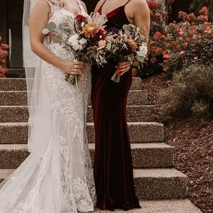 Velvet Revelry Bridesmaids Dress Burgundy